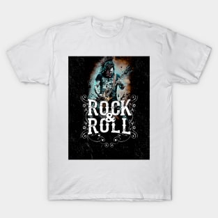 Rock and Roll Guitarist No. 2 on a Dark Background T-Shirt